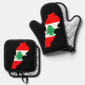Libanon Karte mit Flaggen Ofenhandschuh & Topflappen-Set (Vorderseite/Rückseite)