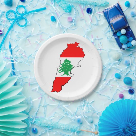 Libanon Karte mit Flaggen Pappteller (Party)