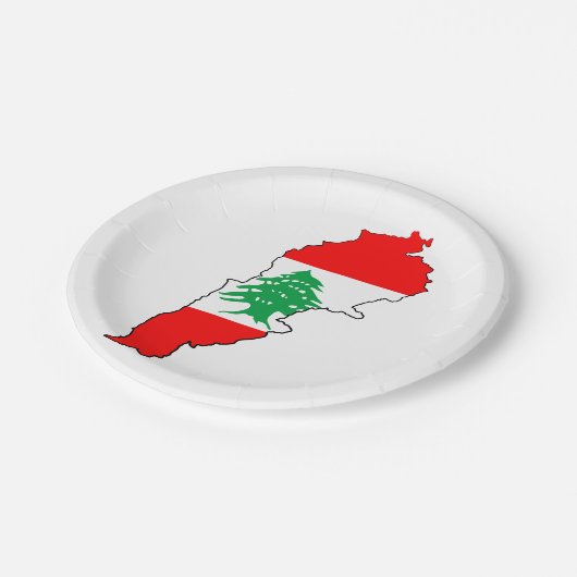 Libanon Karte mit Flaggen Pappteller (Schrägansicht)