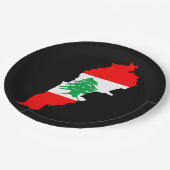 Libanon Karte mit Flaggen Pappteller (Schrägansicht)