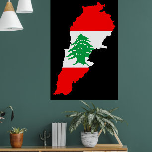Libanon Karte mit Flaggen Poster