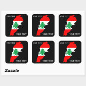 Libanon Karte mit Flaggen Quadratischer Aufkleber (Blatt)