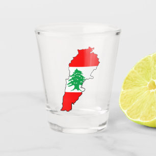 Libanon Karte mit Flaggen Schnapsglas