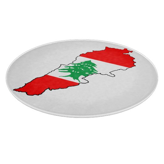 Libanon Karte mit Flaggen Schneidebrett (Ecke)
