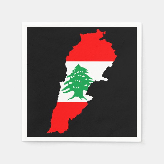 Libanon Karte mit Flaggen Serviette (Vorderseite)