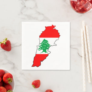 Libanon Karte mit Flaggen Serviette