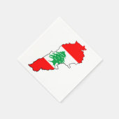 Libanon Karte mit Flaggen Serviette (Ecke)