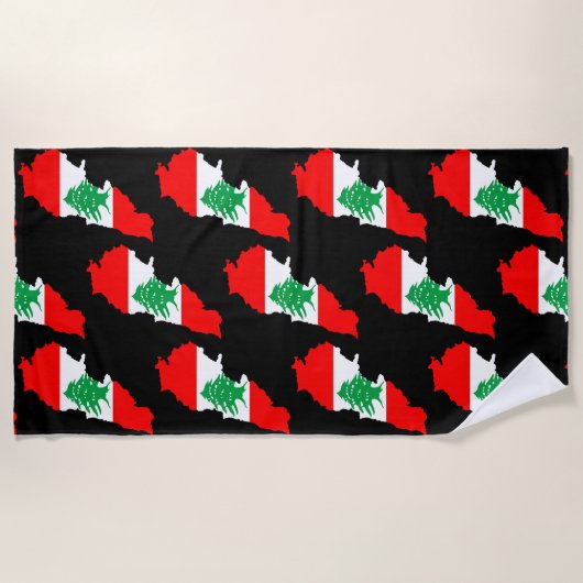 Libanon Karte mit Flaggen Strandtuch (Vorderseite)