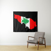 Libanon Karte mit Flaggen Wandteppich (Beispiel (Horizontal))