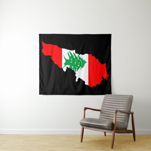Libanon Karte mit Flaggen Wandteppich (Beispiel (Horizontal))
