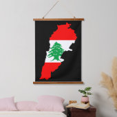 Libanon Karte mit Flaggen Wandteppich Mit Holzrahmen (Schlafzimmer)