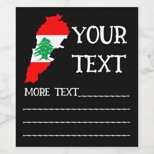 Libanon Karte mit Flaggen Weinetikett (Einzelnes Label)