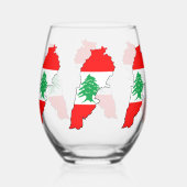 Libanon Karte mit Flaggen Weinglas Ohne Stiel (Rückseite)