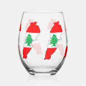 Libanon Karte mit Flaggen Weinglas Ohne Stiel (Rechts)
