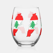 Libanon Karte mit Flaggen Weinglas Ohne Stiel (Links)