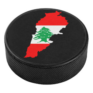 Libanon Karte mit Flaggenstone Magnet Eishockey Puck