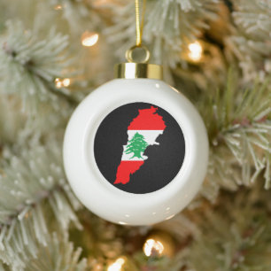 Libanon Karte mit Flaggenstone Magnet Keramik Kugel-Ornament