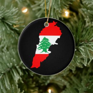 Libanon Karte mit Flaggenstone Magnet Keramik Ornament