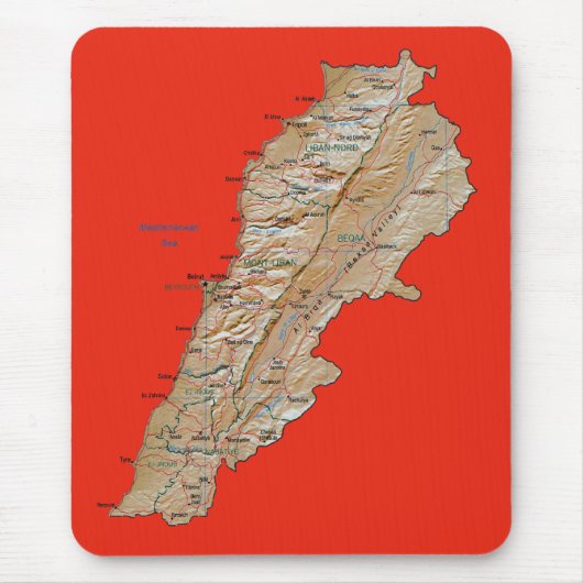 Libanon Karte Mousepad (Vorne)