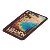 Libanon Landschaft Illustration Reise Kunst Vintag Magnet (Linke Seite)
