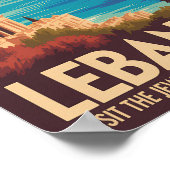 Libanon Landschaft Illustration Reise Kunst Vintag Poster (Ecke)