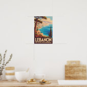 Libanon Landschaft Illustration Reise Kunst Vintag Poster (Küche)