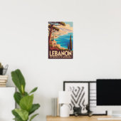 Libanon Landschaft Illustration Reise Kunst Vintag Poster (Heimbüro)