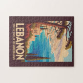 Libanon Landschaft Illustration Reise Kunst Vintag Puzzle (Horizontal)