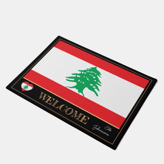 Libanon & Libanesische Flag-Haus-Matten/Sport-Will Fußmatte (Schrägansicht)