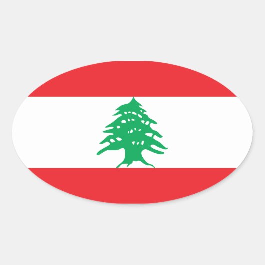 Libanon/libanesische Flagge Ovaler Aufkleber (Vorderseite)