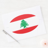 Libanon/libanesische Flagge Ovaler Aufkleber (Umschlag)