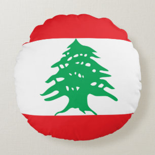 Libanon (libanesische Flagge) Rundes Kissen