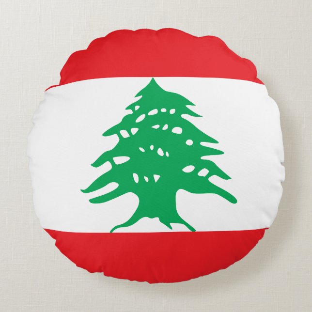 Libanon (libanesische Flagge) Rundes Kissen (Vorderseite)