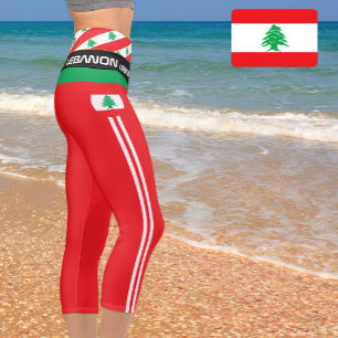 Libanon & Libanon Flag Mode, Fitness, Sport C Capri Leggings