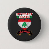 Libanon - Liebe der Herzenflagge Button (Vorderseite)
