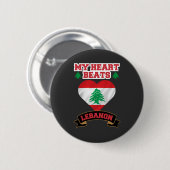 Libanon - Liebe der Herzenflagge Button (Vorne & Hinten)