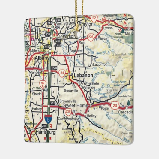 Libanon Oregon Karte Keramikornament (Links)