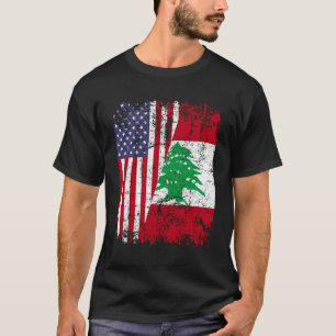 Libanon Roots Halb-Amerikanisches Flaggenlibanon T-Shirt
