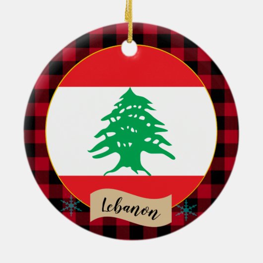 Libanon, Roter Büffel, kariert und libanesische Fl Keramik Ornament (Hinten)