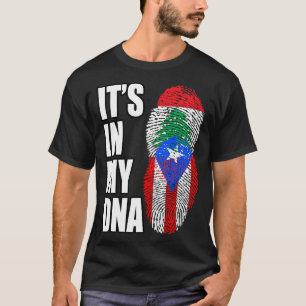 Libanon und Puerto Rico Mix DNA Heritage Flag T- T-Shirt