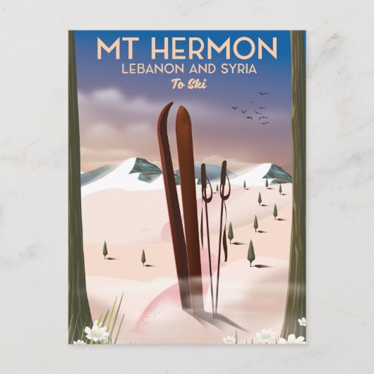 Libanon und Syrien Berg Hermon Ski Postkarte (Vorderseite)