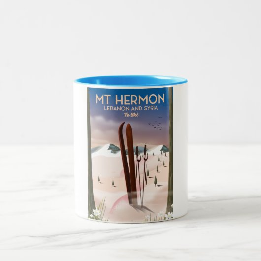 Libanon und Syrien Berg Hermon Ski Zweifarbige Tasse (Mittel)
