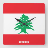 Libanonflagge Dazzing Patriotic Quadratische Wanduhr (Vorderseite)