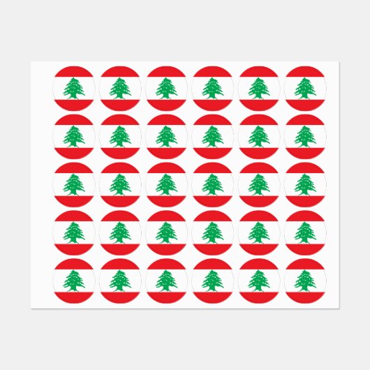 Libanonflagge Etiketten (Blatt)