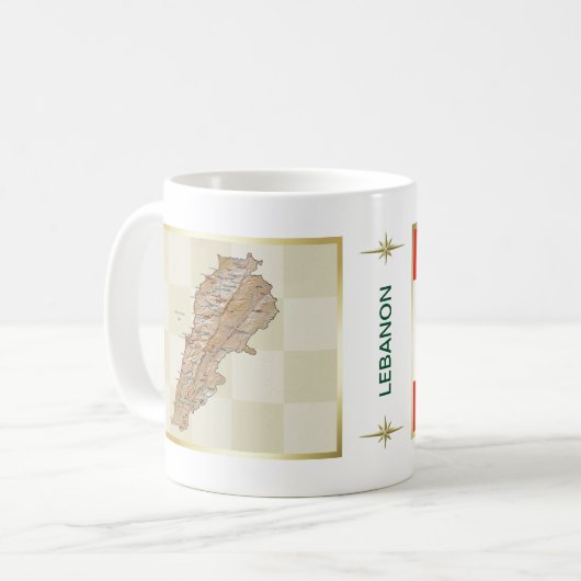 Libanonflagge + Tasse Karte (Vorderseite Links)