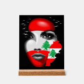 Libanonflagge und -karte im Gesicht eines Mädchens Acrylschild (Vorderseite)