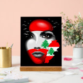Libanonflagge und -karte im Gesicht eines Mädchens Acrylschild (Hochzeit)