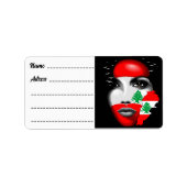 Libanonflagge und -karte im Gesicht eines Mädchens Adressaufkleber (Vorne)