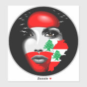 Libanonflagge und -karte im Gesicht eines Mädchens Aufkleber (Blatt)