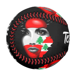 Libanonflagge und -karte im Gesicht eines Mädchens Baseball